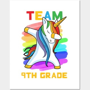 Team 9TH GRADE Unicorn Dabbing Gift Back To School Posters and Art